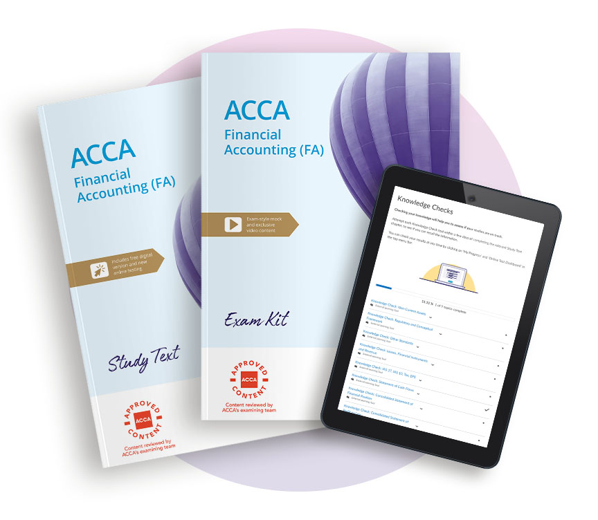 An ACCA Study Text, Exam Kit and a tablet